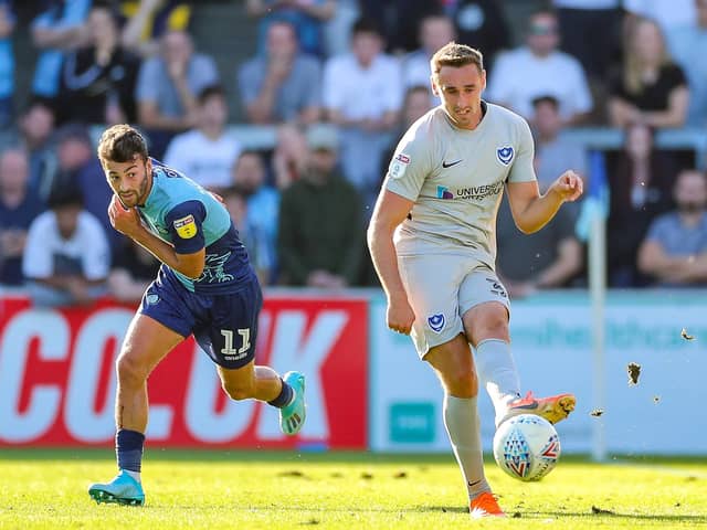 Portsmouth defender Brandon Haunstrup (38) during the EFL Sky Bet League 1 match between Wycombe Wanderers and Portsmouth at Adams Park, High Wycombe, England on 21 September 2019.