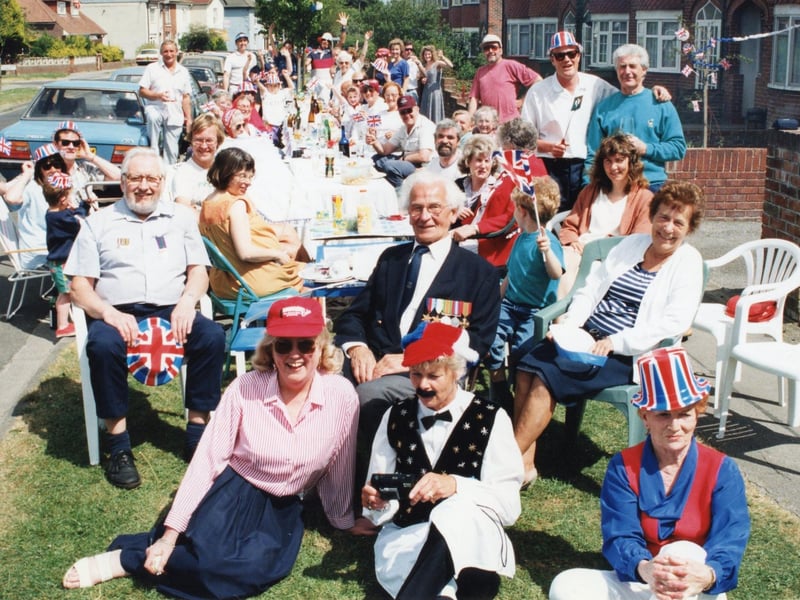 Street party at Mill Road, Fareham in May 1995 celebrating 50 years since VE Day 
