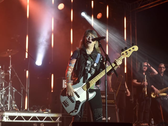 Suzi Quatro rocks the crowd at Wickham Festival on Friday, August 2, 2024..Picture: Sarah Standing (020824-8192)