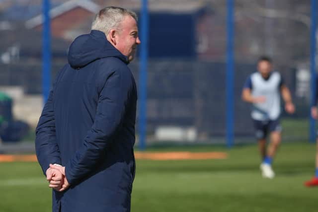 Pompey boss Kenny Jackett observes training earlier this season. Picture: Habibur Rahman