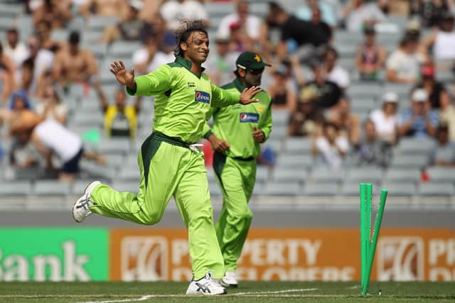 Hambledon's Henry Glanfield played against Pakistan pace bowling legend Shoaib Akhtar in Norway. Photo by Phil Walter/Getty Images.