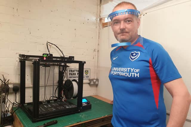 Ben Bissett, 40 from Hilsea, with his 3D printer. Picture: Supplied