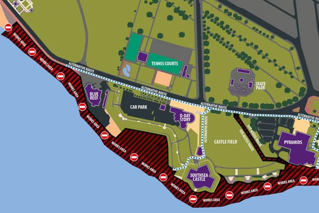The section of promenade between Blue Reef Aquarium and the Pyramids will close from Monday (31 January) for construction of the second phase of the Southsea Coastal Scheme.

Fencing has been erected around the work area as the site is prepared in readiness for rock work and demolition of the existing sea defences.
