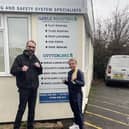Ebonie Jones, right, with Gable Roofing director Neil Wilson