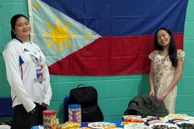 Students with a cultural stand at Havant's International Day.