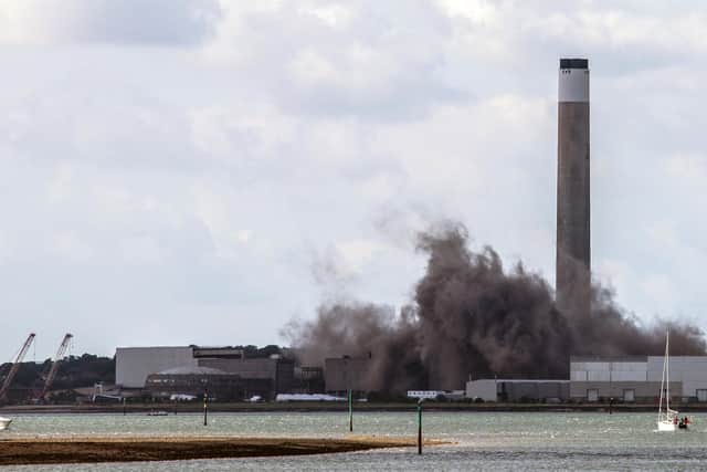 The demolition of Fawley power station taken from Warsash. Picture: Shaun Jones