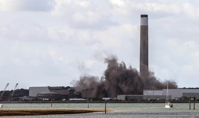 The demolition of Fawley power station taken from Warsash. Picture: Shaun Jones