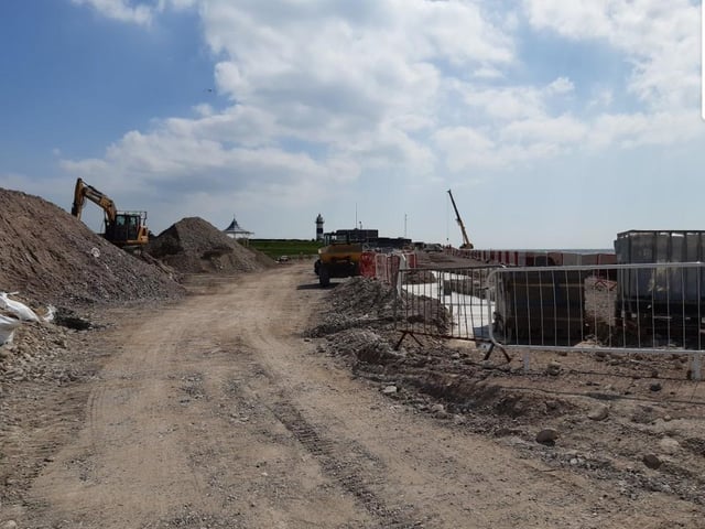 The ongoing work to create the promenade in front of Bandstand Field