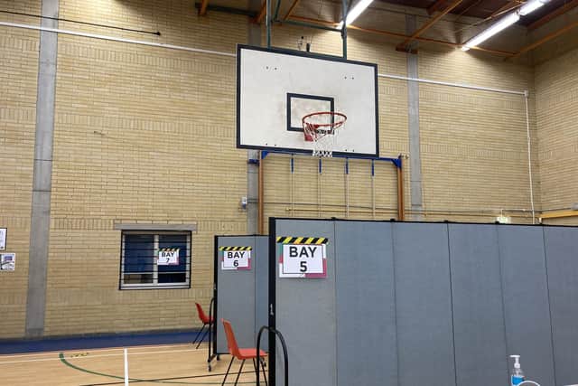 The Covid testing facility at Havant and South Downs College.