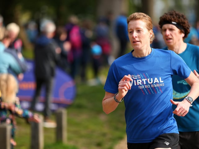Joanne Stanford, who was first woman in the 500th Havant parkrun at Staunton Country Park on Saturday morning. Picture: Chris Moorhouse (jpns 220423-007)