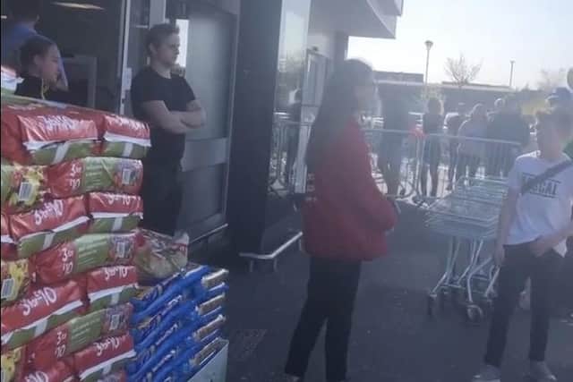 A still from the video that went viral showing two boys abusing and swearing at Asda store workers in Gosport
