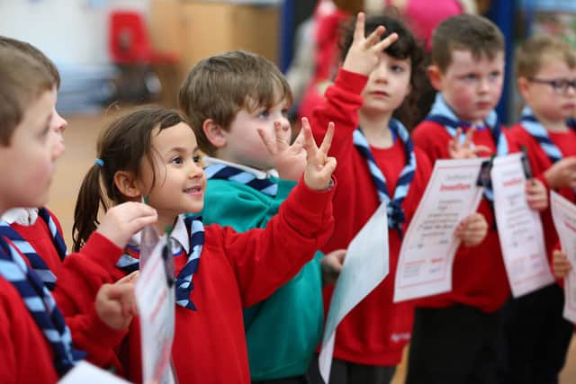 Receiving certificates. Squirrel investiture at 2nd Gosport (Rowner) Scouts, Alver Valley School, GosportPicture: Chris Moorhouse (jpns 160222-33)