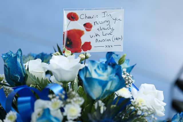 Floral tribute. Funeral of Royal Marines veteran John Campbell, known as Ian, at Portchester crematorium
Picture: Chris Moorhouse (jpns 240821-09)