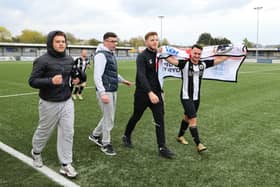 Emsworth's post-match celebration. Picture by Kevin Shipp