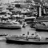Three carriers in Portsmouth at the same time. Seen in Portsmouth Harbour in February 1989 are HM Ships Invincible, Ark Royal  and Illustrious. Picture: Terry Pearson collection