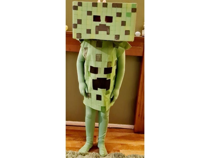 It's clear that a lot of effort has gone into creating this Minecraft Creeper character outfit.