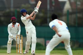 Ephraim Royle, 15, batting for Gosport Borough 2nds against Kerala. Picture: Chris Moorhouse