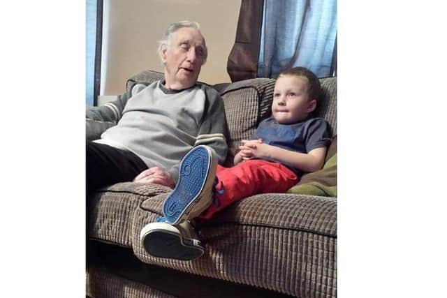 Connor with his great grandad Jim Mills
