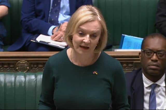 Prime Minister Liz Truss speaking in the House of Commons to set out her energy plan to shield households and businesses from soaring energy bills. Picture: PA.