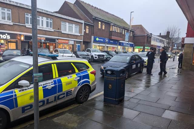 Current scene at Cosham High Street, three people arrested. Picture: Joe Buncle.