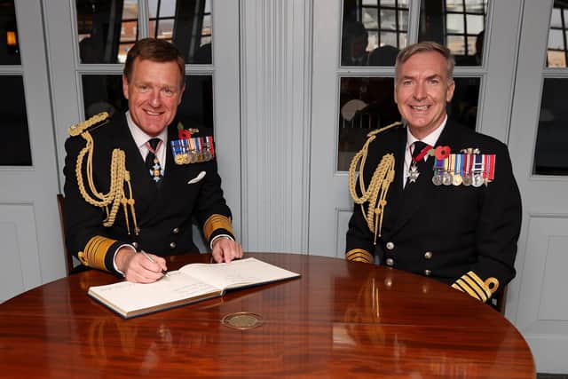 The torch of Naval leadership today changed hands as Admiral Sir Ben Key, left,  became the nation’s most senior sailor he took over as First Sea Lord from Admiral Sir Tony Radakin, pictured right