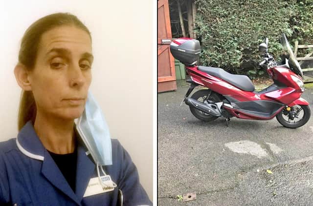 Nurse Helen Baker, 49, has to get public transport to work after her Honda 125 PCX scooter was stolen
