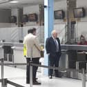 Boris Johnson in Southampton Airport, Eastleigh, at midday today (May 4, 2022). He planned to meet the MP for Eastleigh, Paul Holmes. Picture: David George.
