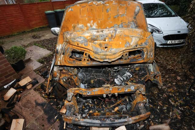 The car was completely burnt out. Picture: Alex Shute
