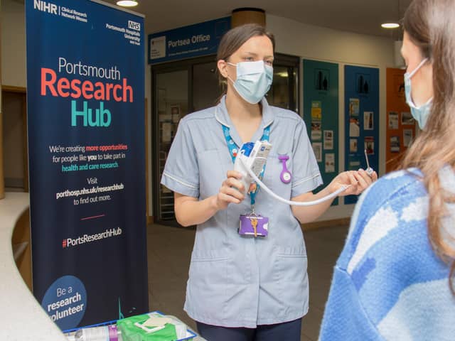 A clinical trials assistant at the Hub, which is located at the John Pounds Centre.