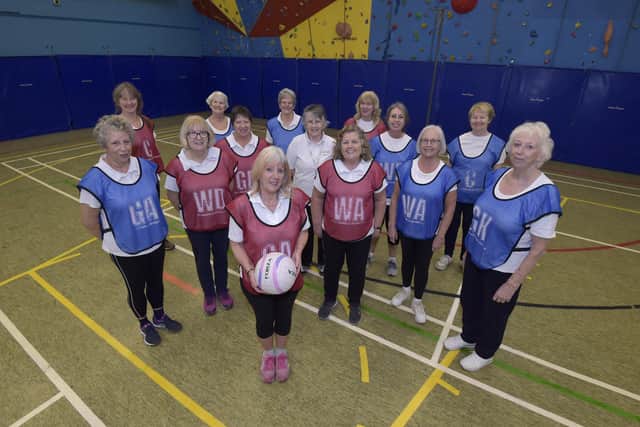 Anne Hollis, pictured on the far right with the u3A walking netball team