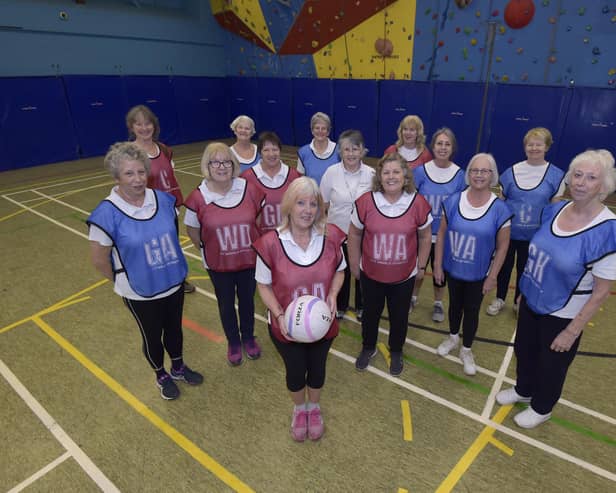 Anne Hollis, pictured on the far right with the u3A walking netball team