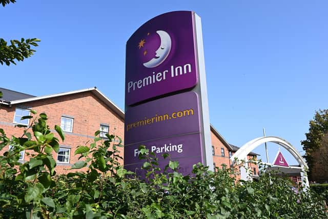 A Premier Inn logo. Photo by Paul ELLIS / AFP