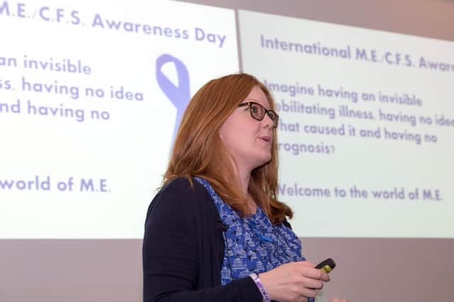 Sally Callow on a previous International M.E./C.F.S Awareness Day