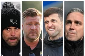 From left: Paul Warne, Karl Robinson, John Mousinho and Michael Duff