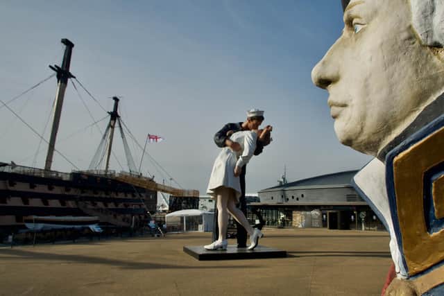 The Embracing Peace statue at Portsmouth Historic Dockyard. Photo: Julian Civiero