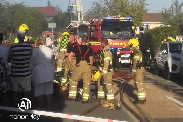 An eyewitness said he heard a loud bang from one of the houses. Picture: Jamie Ferry.