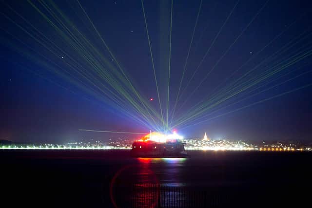 Laser show on Spitbank fort, view from Southsea Common on September 14, 2020. Picture: Habibur Rahman