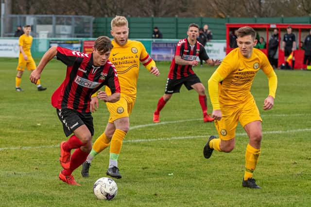Josh Benfield could be back in the Fareham squad for this weekend's FA Vase tie with Bristolians Roman Glass St George. Picture: Vernon Nash