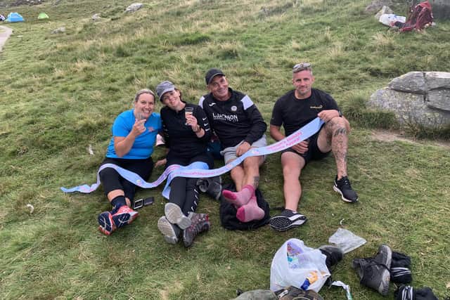 Two fundraising events have given a huge boost to charity Hannah's Holiday Home. Pictured: Vicky Frost, Leanne Bushnell, Lea Jackson and Dan Till after completing their Triple Peak event