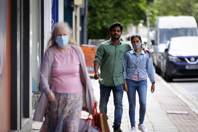 Mask wearers in Osborne Rd, Southsea
Picture: Chris Moorhouse (jpns 030721-21)
