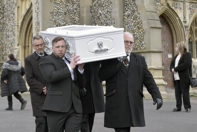 The funeral of Ace Rewcastle was held at St Mary's Church in Fratton.

Picture: Sarah Standing (240223-0123)