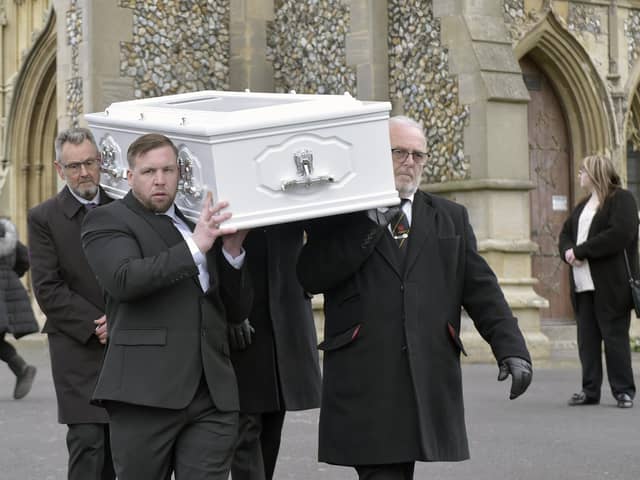 The funeral of Ace Rewcastle was held at St Mary's Church in Fratton.

Picture: Sarah Standing (240223-0123)