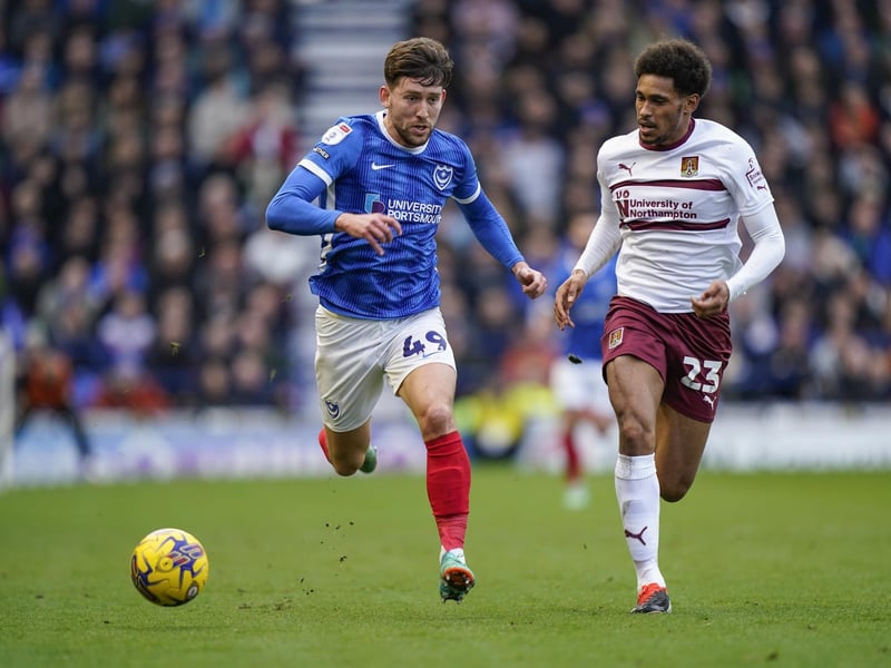 Callum Lang takes on Northampton's William Hondermarck at Fratton Park. Picture: Jason Brown/ProSportsImages