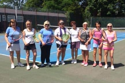 Stubbington v Sarisbury Green (from left): Mary Colquhoun, Gwen Isaacs, Penny Redwood, Cheryl Goater, Maureen Parker, Suzanne Johnson, Sandra Turner, Karen McCulloch