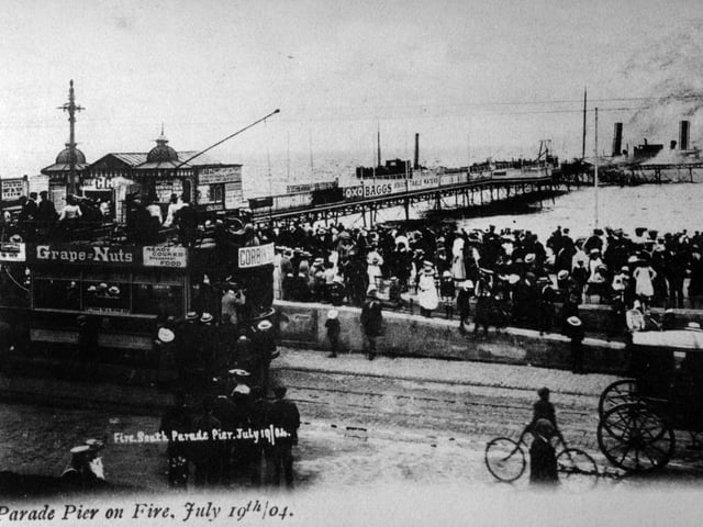 South Parade Pier is on fire on July 19, 1904. The News PP4143
