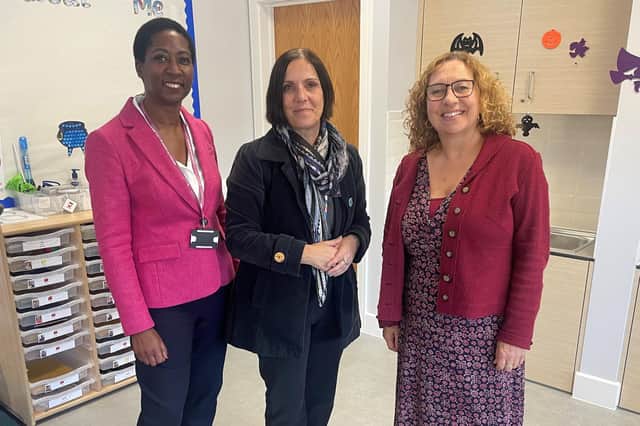 From left - Jennese Alozie, CEO of University of Chichester Academy Trust, Ruth Worswick, Headteacher of Arundel Court School, and Cllr Suzy Horton
