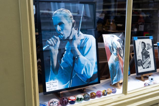 Picture of David Bowie at the Pie and Vinyl event.