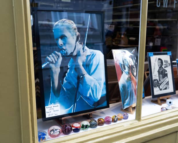 Picture of David Bowie at the Pie and Vinyl event.