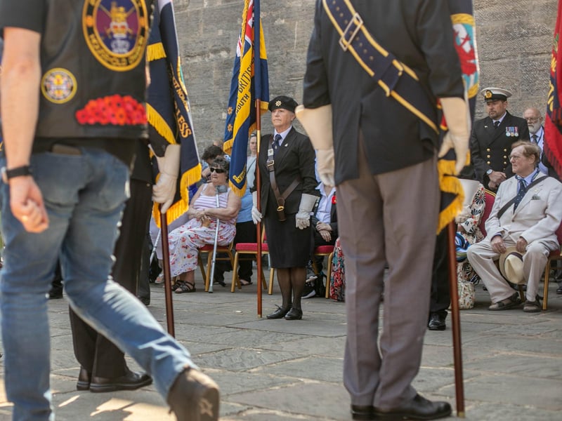 Pictured: Standard-bearers at the event with the veterans behind them
Picture: Habibur Rahman