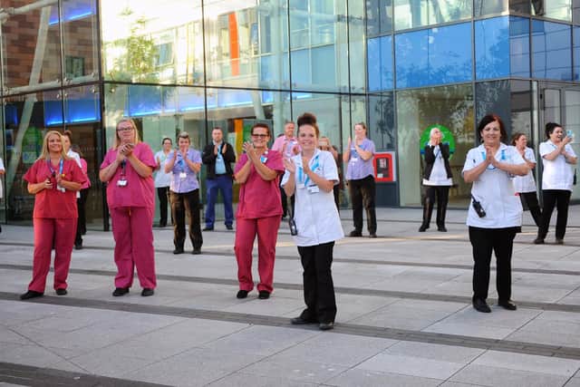 Clap for Carers taking place at Queen Alexandra Hospital in Cosham, along with the Rose and Thistle Pipe Band on what is thought to be the last evening of the tradition on Thursday, May 28.
Picture: Sarah Standing (280520-9065)